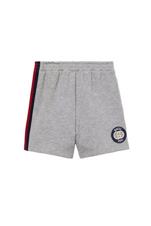 Shorts in jersey di cotone felpato grigio chiaro GUCCI KIDS | 805456XJGX51183